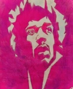 Original Singer Jimi Hendrix Autumn Magenta GG - 8” x 11” Colored Pencil