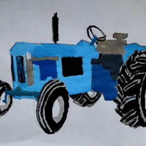 Original Cobalt Blue Old Tractor GG - 9” x 12” Painting