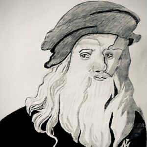 Original Leonardo Da Vinci GG - 9" x 12" Colored Pencil