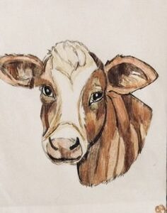 Original Autumn Cow Smiling GG - 8” x 11” Colored Pencil