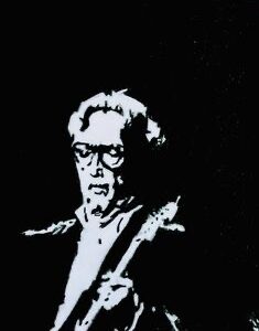 Original Singer Songwriter Eric Clapton Live GG - 8.5” x 11” Black & White Colored Pencil