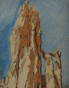 Original Garden Of The God Kissing Camel GG - 8”x 11” Colored Pencil