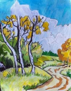 Original Autumn Colorado Aspen Trees GG - 8” x 11” Colored Pencil