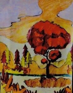 Original Autumn Trees At Sunset In Holidays With Leaves GG - 8” x 11” Colored Pencil