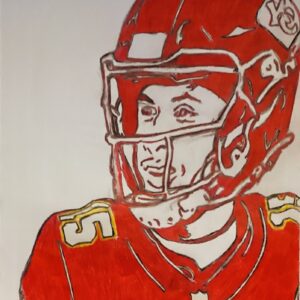 Original Kansas City Chiefs Quarterback Patrick Mahomes GG - 9” x 12” Colored Pencil
