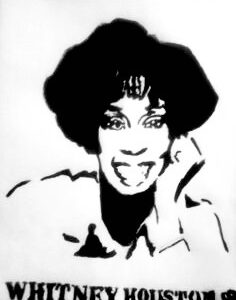 Original Singer Whitney Houston 2 GG - 8” x 11” Black & White Painting