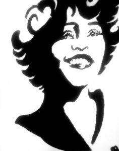 Original Singer Whitney Houston 3 GG - 8” x 11” Black & White Painting