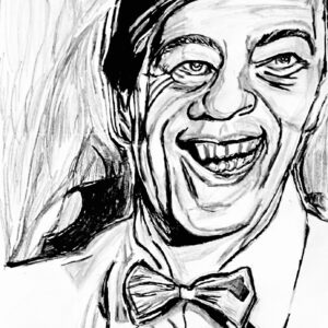 Original The Waltons Ike Godsey GG - 9” x 12” Black & White Colored Pencil