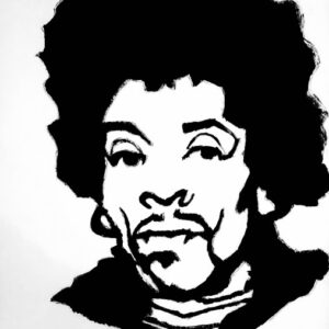 Original Singer Jimi Hendrix 2 GG - 8.5” x 11” Black & White Painting