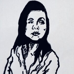 Original Singer Songwriter Janet Jackson GG - 8.5” x 11” Black & White Painting