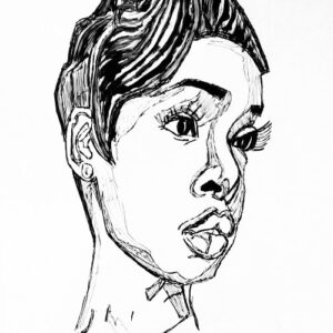 Original Singer Jennifer Hudson 2 GG - 8.5” x 11” Black & White Painting