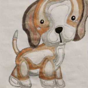 Original Cute Mini Brittany Mix Special GG - 9” x 12” Colored Pencil