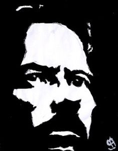 Original Singer Songwriter Eric Clapton 2 GG - 8.5” x 11” Black & White Painting