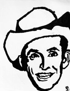 Original Singer Hank Williams Sr. GG - 8” x 11” Black & White Painting