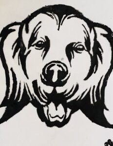 Original Golden Retriever GG - 8” x 11” Black & White Painting