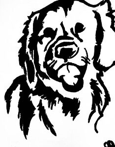 Original Golden Retriever 2 GG - 8”x 11” Black & White Painting
