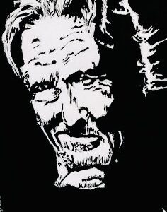 Original Singer Kris Kristofferson GG - 8” x 11” Black & White Painting