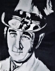 Original Singer Don Williams 2 GG - 9” x 12” Black & White Colored Pencil