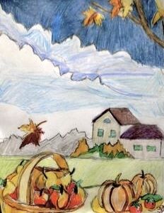 Original Autumn Vermont With Beautiful Land GG - 8” x 11” Colored Pencil