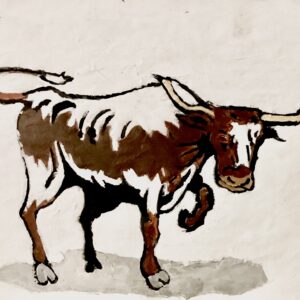 Original Iowa Country Cow Praising GG - 9” x 12” Painting