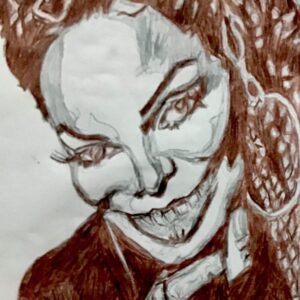 Original Singer Songwriter Janet Jackson In Brown GG - 11” x 14” Colored Pencil