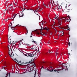 Original Singer Songwriter Carole King In Autumn Maple Red GG - 9” x 12” Colored Pencil