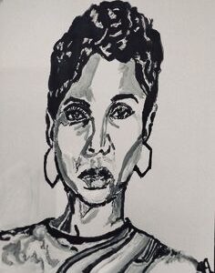Original Singer songwriter Toni Braxton 2 GG - 8.5” x 11” Black & White Painting