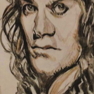 Original Singer Eddie Van Halen GG - 9" x 12" Colored Pencil