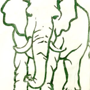 Original Elephant Praising & Smiling GG - 9” x 12” Colored Pencil