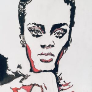 Original Special Pop Singer Songwriter Classic Rihanna GG - 9” x 12” Colored Pencil