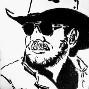 Original Singer Hank Williams Jr. Special GG - 9" x 12" Black & White Colored Pencil