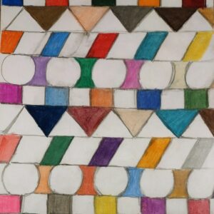 Original Art Checkerboard Colored Pattern GG - 9" x 12" Colored Pencil