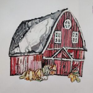 Original Old Autumn Country Barn In North Carolina GG - 12" x 9" Colored Pencil & Painting