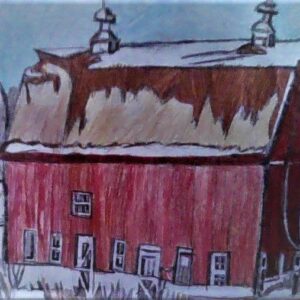 Original Country Alabama Old Snow Barn GG - 9" x 12" Colored Pencil