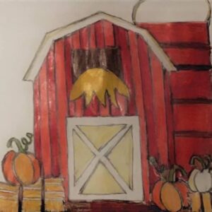 Original Autumn Barn With Pumpkins 2020 GG - 9" x 12" Colored Pencil