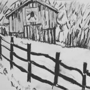 Original Country Barn 4 GG - 9" x 12" Black & White Charcoal