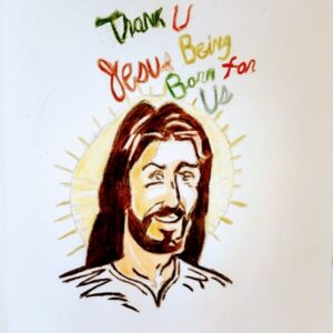 Original Jesus Being Born For Us GG - 12" x 9" Colored Pencil