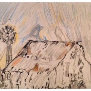 Original Illinois Country Windmill Barn GG - 9" x 12" Colored Pencil