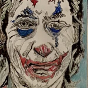 Original Joaquin Phoenix Playing The Joker GG - 9" x 12" Colored Pencil