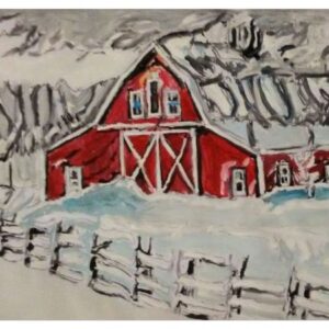 Original Boston Massachusetts Winterland Barn Scene GG - 9" x 12" Painting