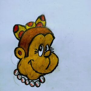 Original Cute female Ape Character GG - 9" x 12" Colored Pencil