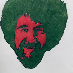 Original Artist Bob Ross In Christmas New Year Holiday Colors GG - 9" x 12" Colored Pencil