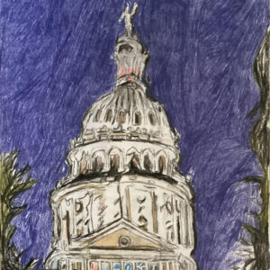 Original Downtown Austin Capital Building GG - 9" x 12" Colored Pencil