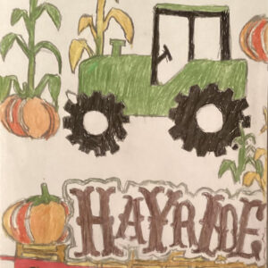 Original Autumn Hayride With Tractor GG - 8" x 11" Colored Pencil