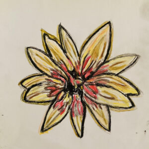Original Japanese Autumn Sunflower GG - 9" x 12" Colored Pencil