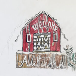 Original Autumn Welcome Home Decor GG - 9" x 12" Colored Pencil