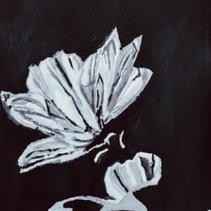 Original Black & White Autumn Lily with Shadows GG - 12” x 9” Black & Painting