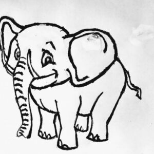 Original Elephant 2 GG – 8″ x 11″ Black & White Painting