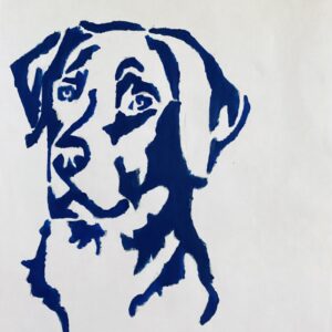 Original Boxer Dog In Blue GG - 8" x 11" Painting