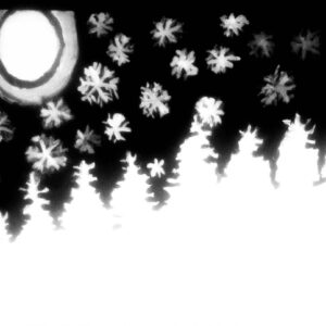 Original Cold Winter Black and White Snowfall GG - 8” x 11” Painting